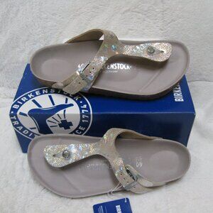 Birkenstock Exquisite GIZEH LUX Spotted Metallic Silver 40R US W 9 M 7